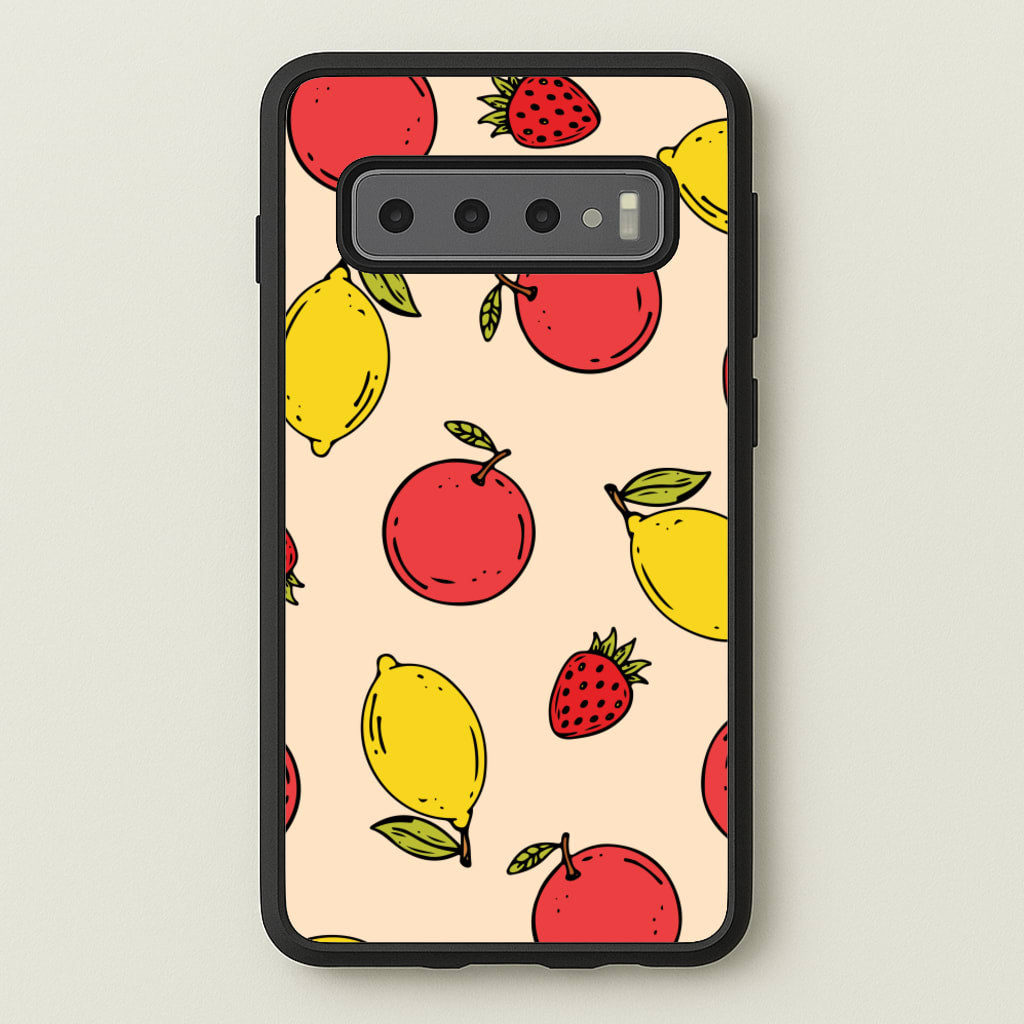 Sketched Summer Fruits Pattern - Summer Phone Case for Galaxy S10 Plus