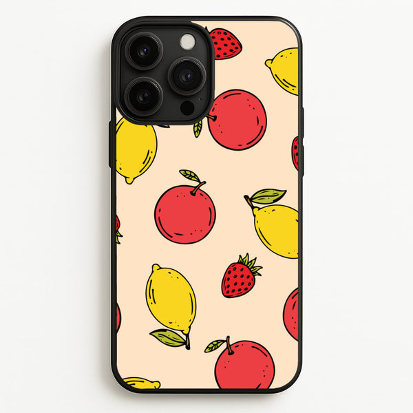 Sketched Summer Fruits Pattern - Summer Phone Case for iPhone 13 Pro Max
