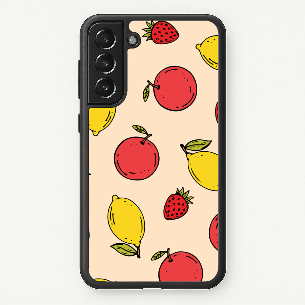 Sketched Summer Fruits Pattern - Summer Phone Case for Galaxy S21FE