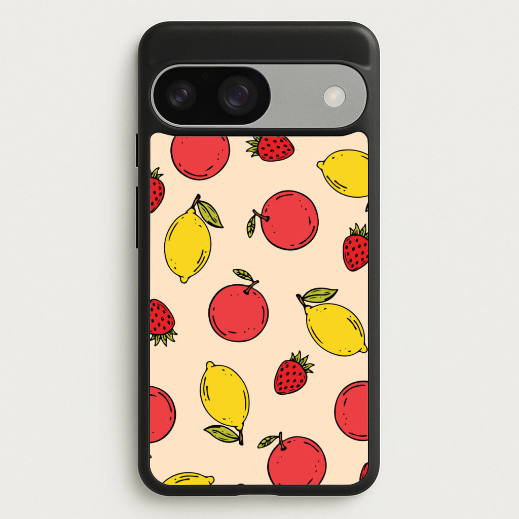 Sketched Summer Fruits Pattern - Summer Phone Case for Google Pixel 9 / 9 Pro