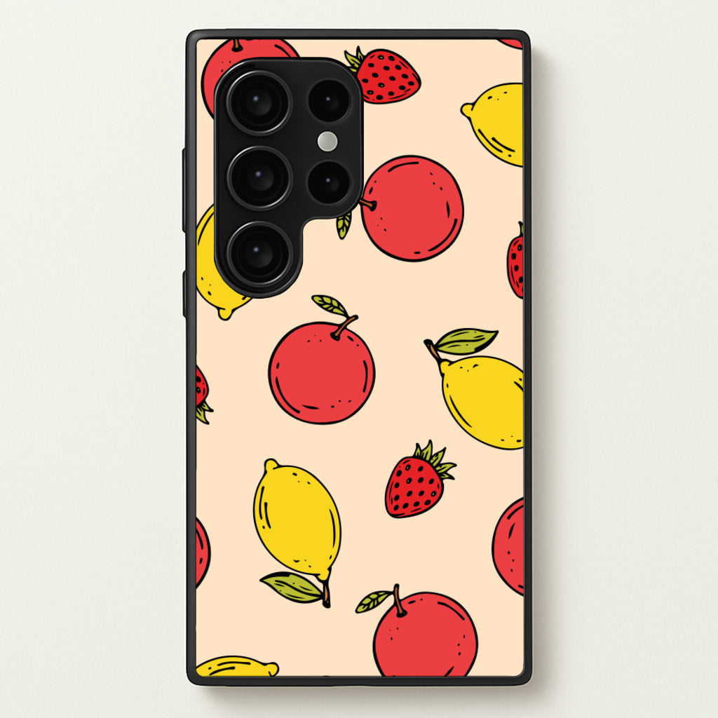 Sketched Summer Fruits Pattern - Summer Phone Case for Galaxy S24 Ultra