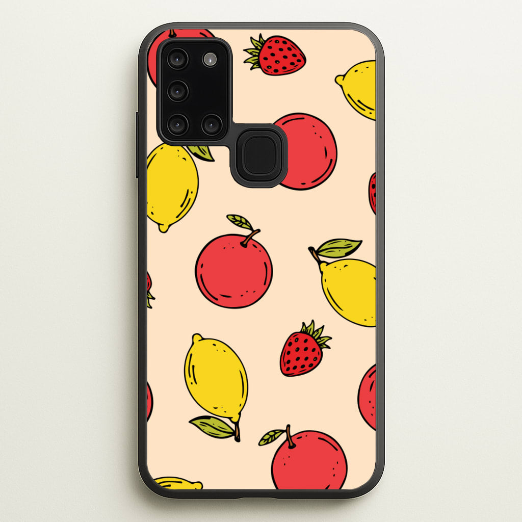 Sketched Summer Fruits Pattern - Summer Phone Case for Galaxy A21s