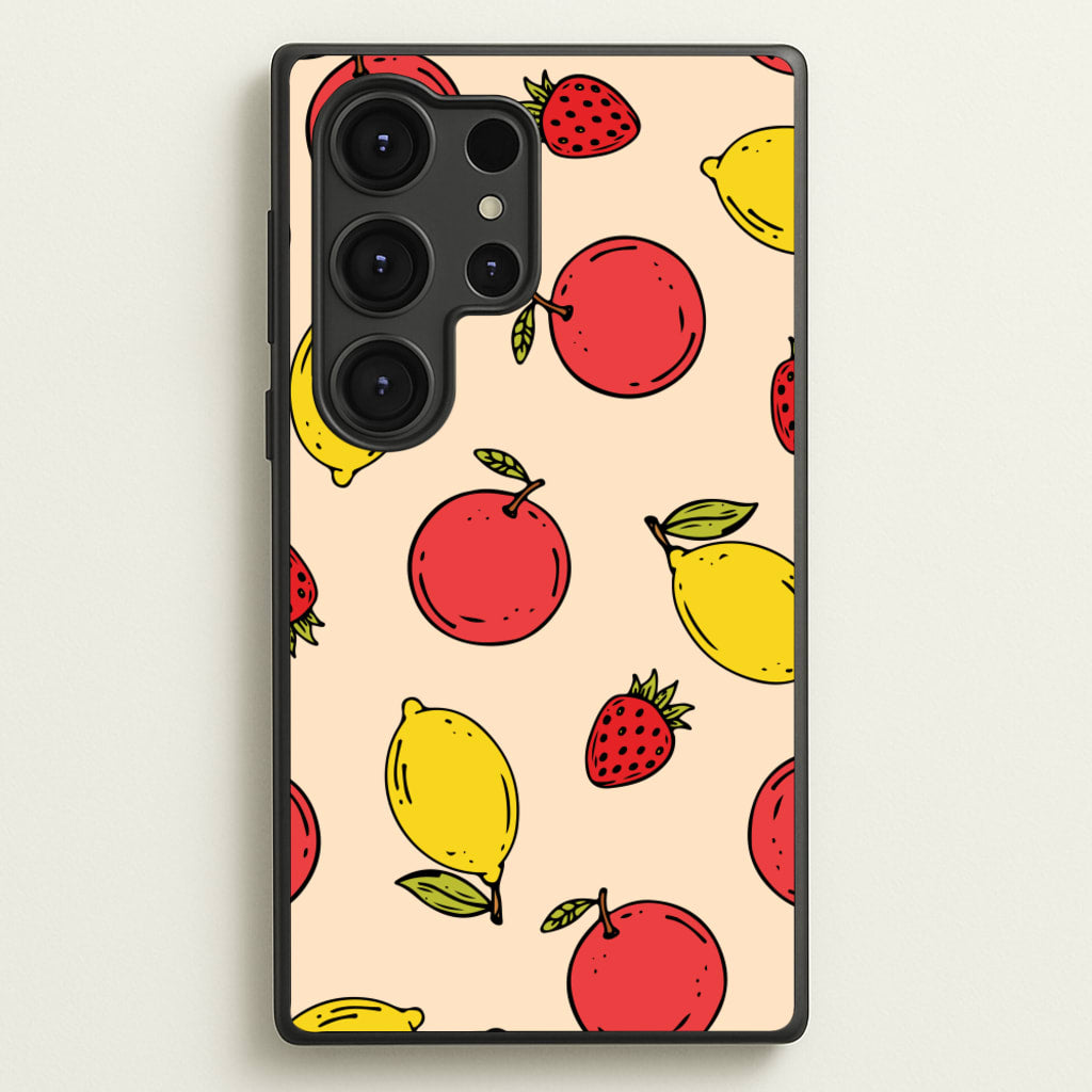 Sketched Summer Fruits Pattern - Summer Phone Case for Galaxy S25 Ultra