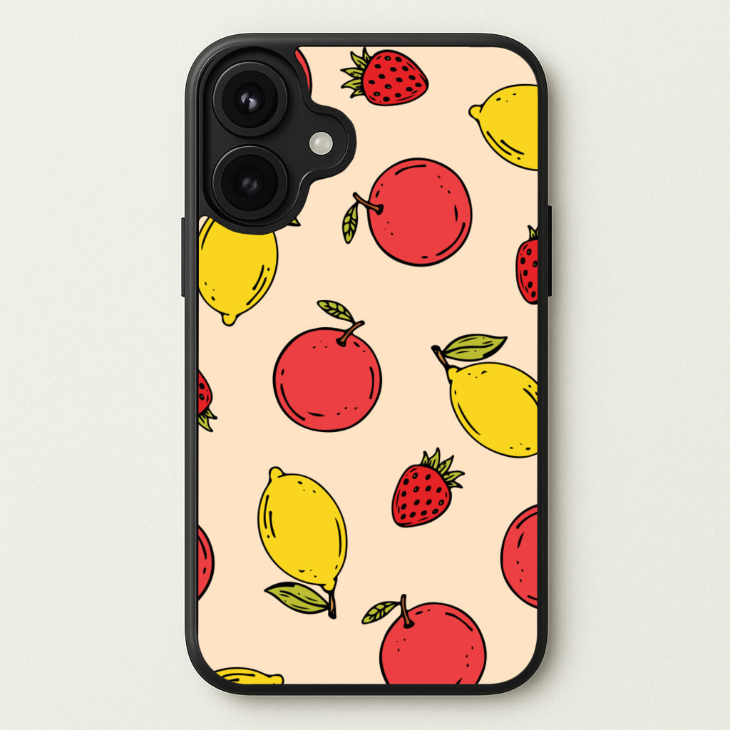 Sketched Summer Fruits Pattern Phone Case for iPhone 17