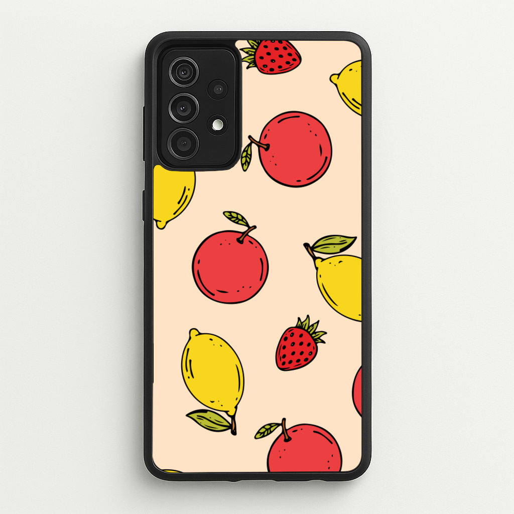 Sketched Summer Fruits Pattern - Summer Phone Case for Galaxy A52 / A52s