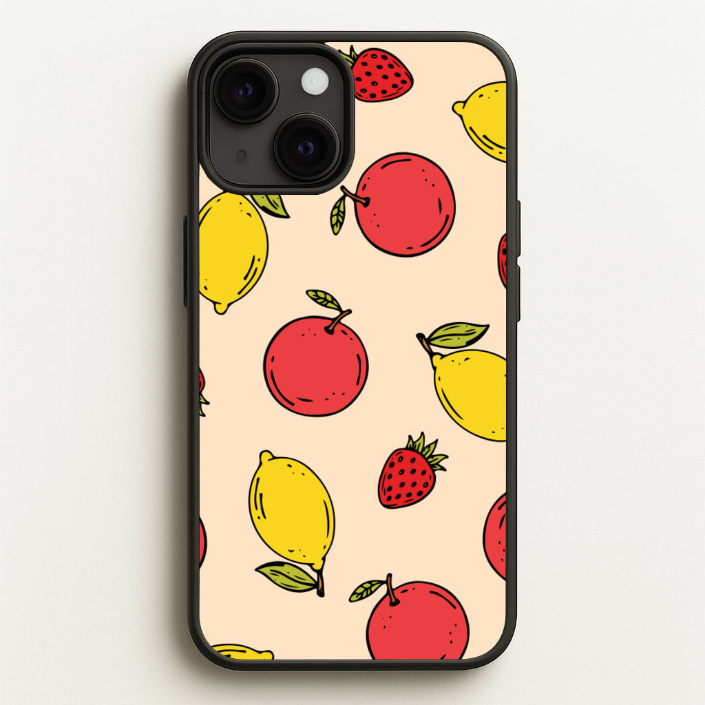 Sketched Summer Fruits Pattern - Summer Phone Case for iPhone 13 Mini