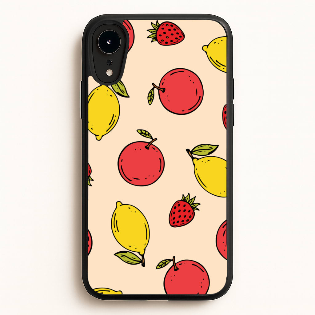 Sketched Summer Fruits Pattern - Summer Phone Case for iPhone XR