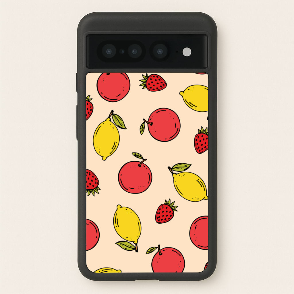 Sketched Summer Fruits Pattern - Summer Phone Case for Google Pixel 7 Pro