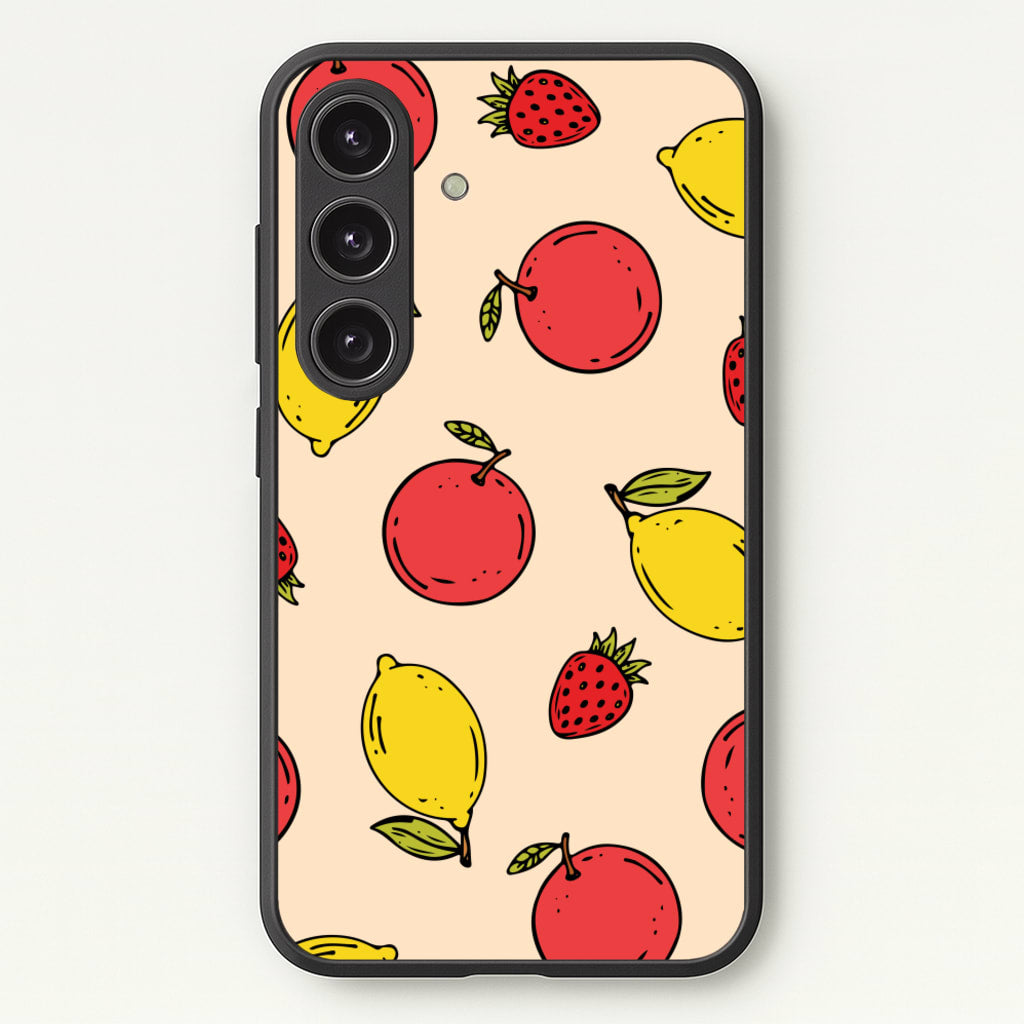 Sketched Summer Fruits Pattern - Summer Phone Case for Galaxy S24 Plus