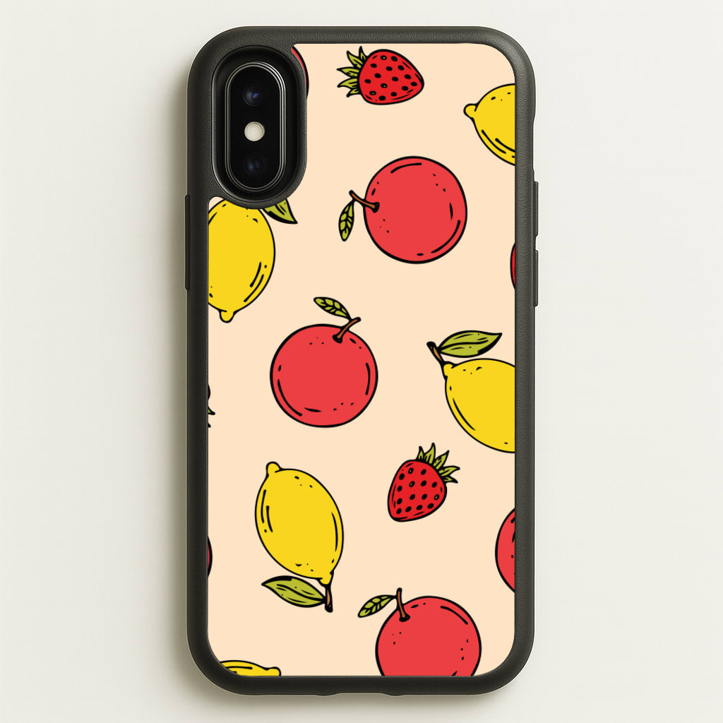 Sketched Summer Fruits Pattern - Summer Phone Case for iPhone X / XS