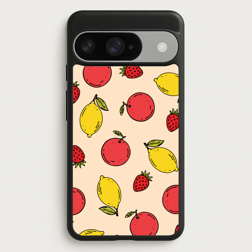 Sketched Summer Fruits Pattern Phone Case for Google Pixel 10 / 10 Pro