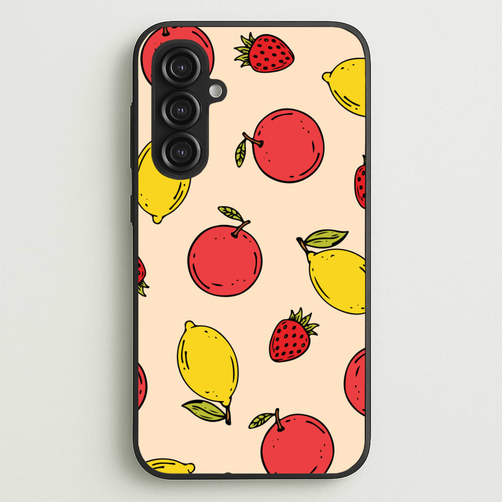Sketched Summer Fruits Pattern - Summer Phone Case for Galaxy S23FE