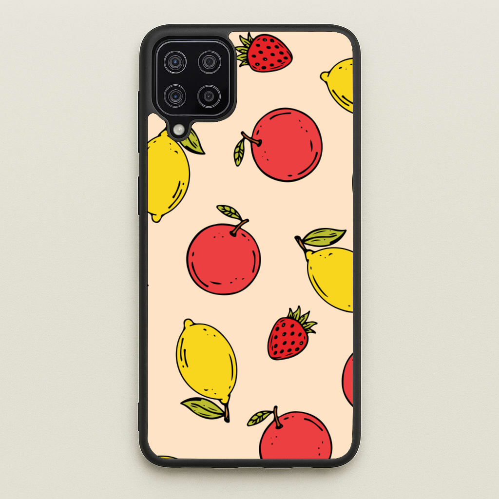 Sketched Summer Fruits Pattern - Summer Phone Case for Galaxy A12