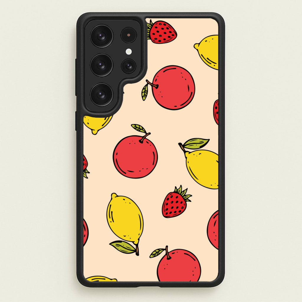 Sketched Summer Fruits Pattern - Summer Phone Case for Galaxy S22 Ultra