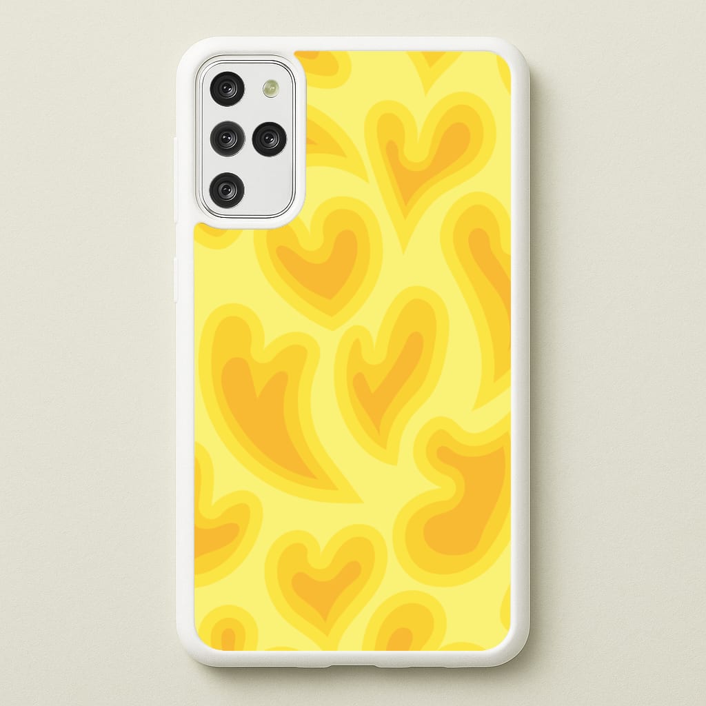 Trippy Summer Hearts Yellow Pattern - Summer Phone Case for Galaxy S20 Plus