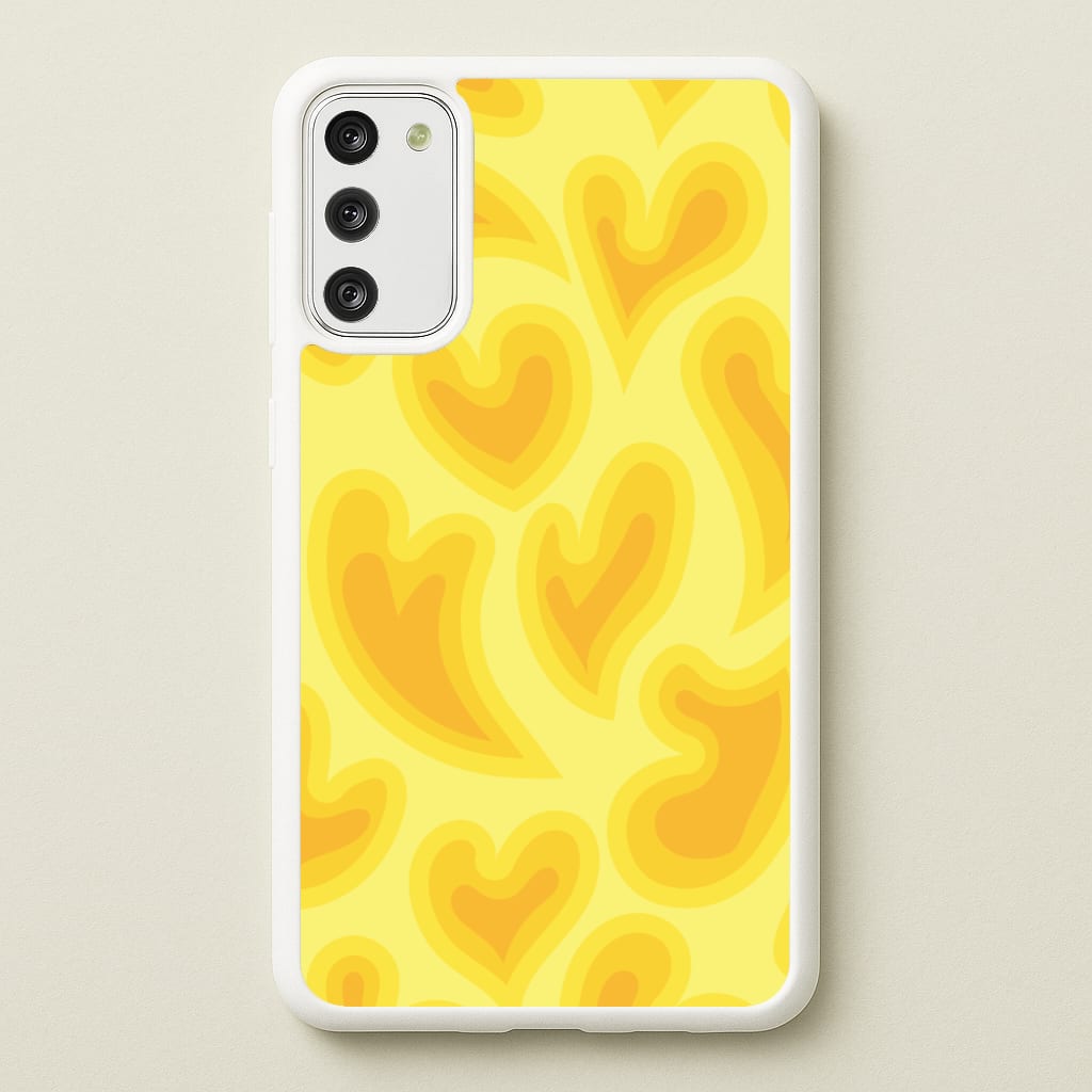 Trippy Summer Hearts Yellow Pattern - Summer Phone Case for Galaxy S20