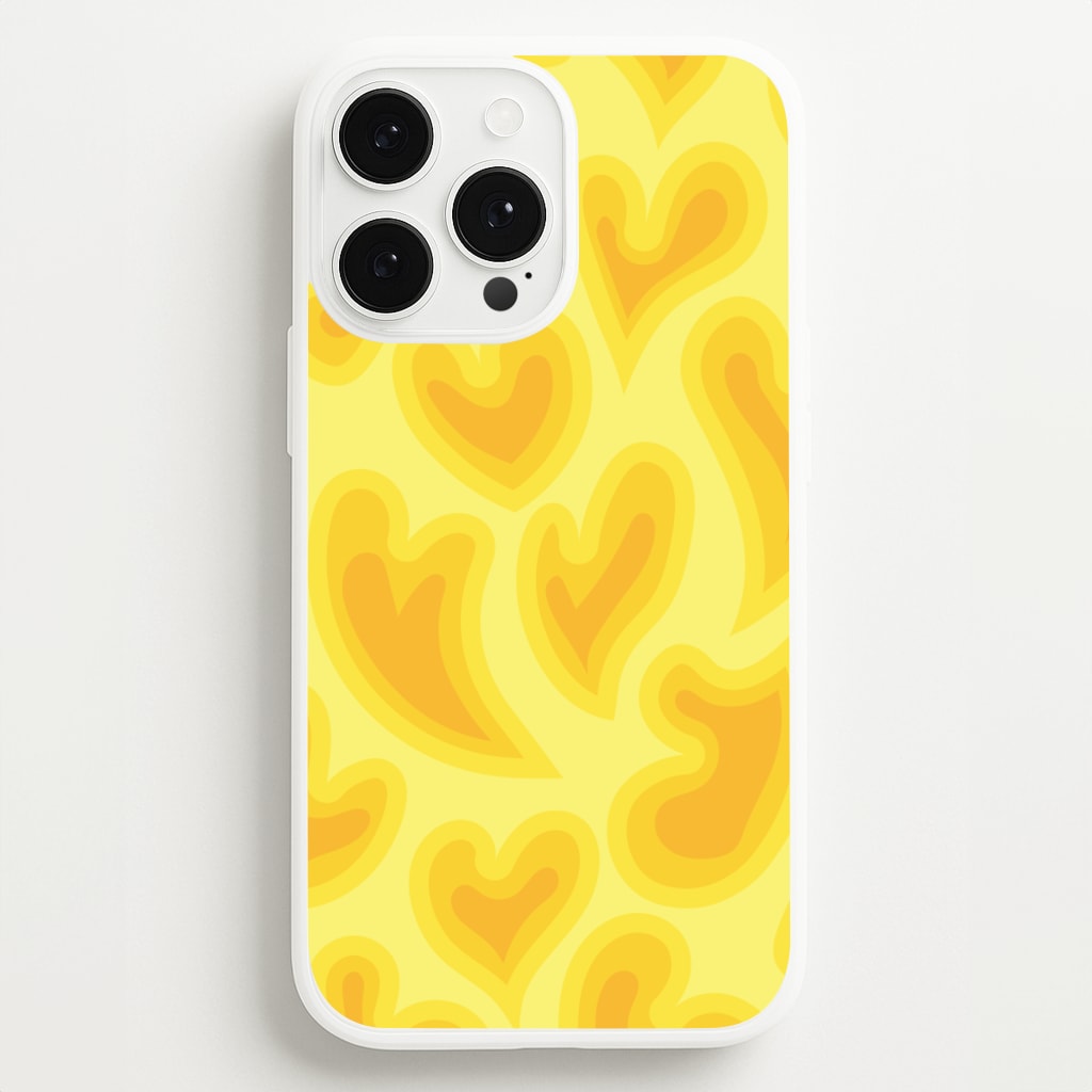 Trippy Summer Hearts Yellow Pattern - Summer Phone Case for iPhone 13 Pro Max