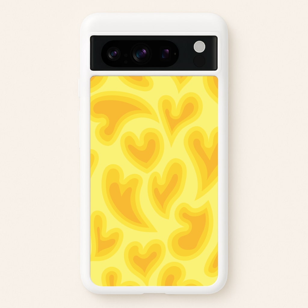 Trippy Summer Hearts Yellow Pattern - Summer Phone Case for Google Pixel 8 Pro