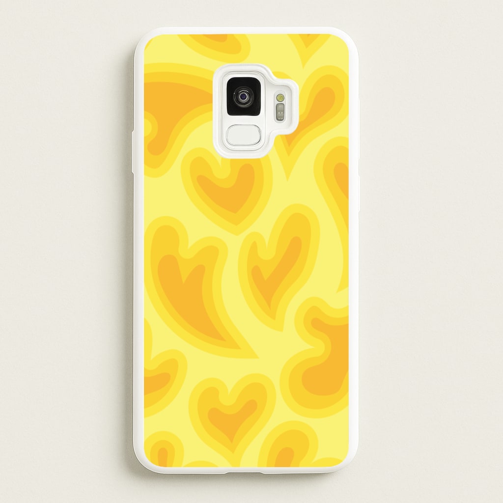Trippy Summer Hearts Yellow Pattern - Summer Phone Case for Galaxy S9