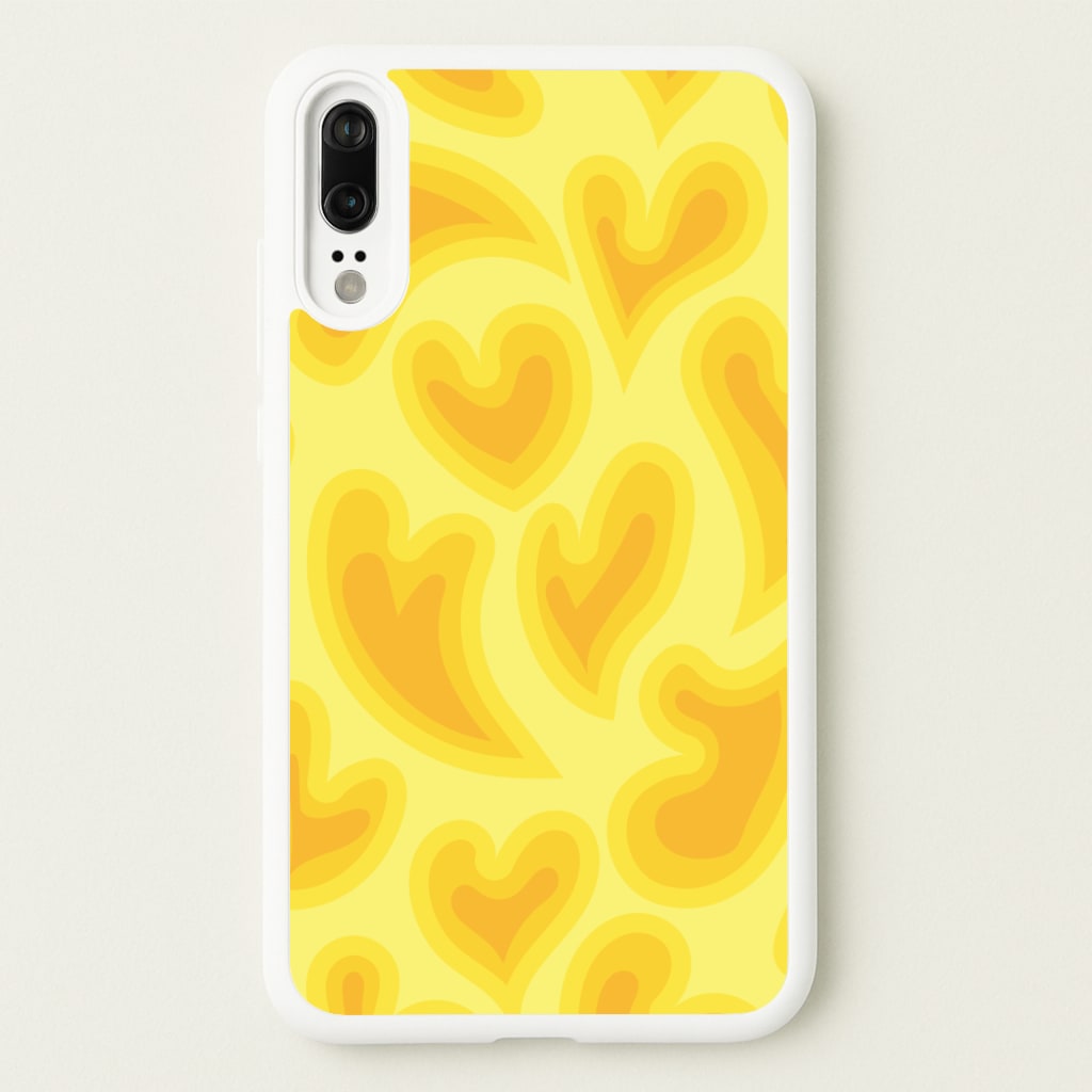 Trippy Summer Hearts Yellow Pattern - Summer Phone Case for Huawei P20