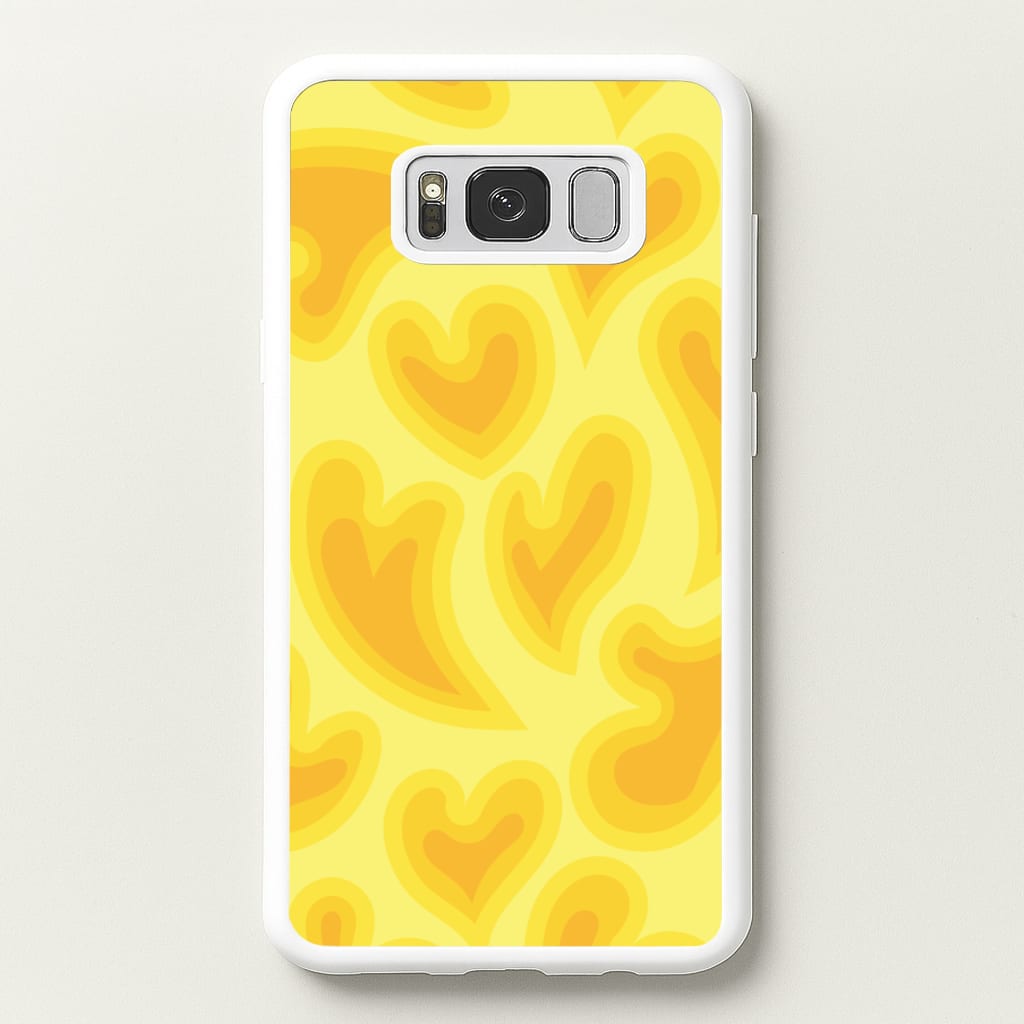 Trippy Summer Hearts Yellow Pattern - Summer Phone Case for Galaxy S8