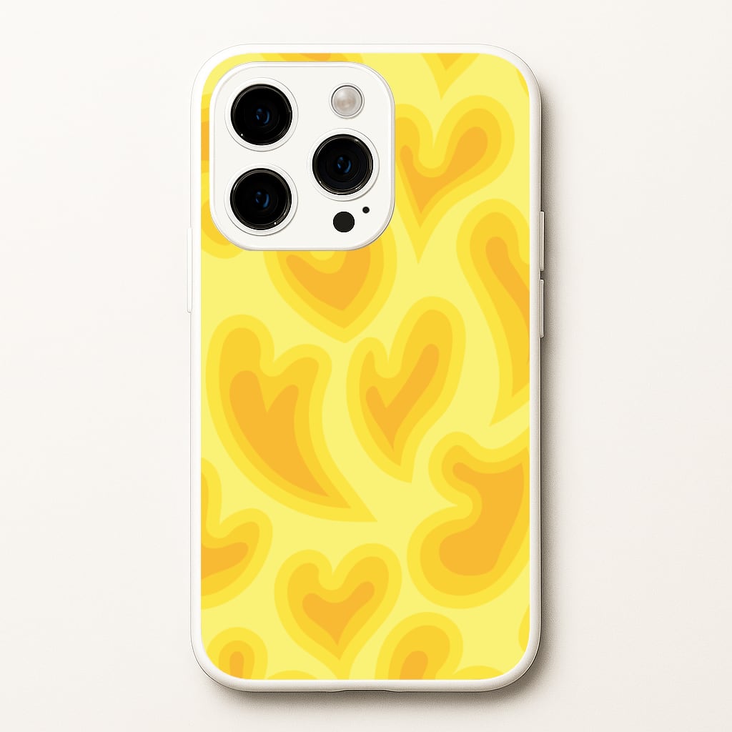 Trippy Summer Hearts Yellow Pattern - Summer Phone Case for iPhone 14 Pro