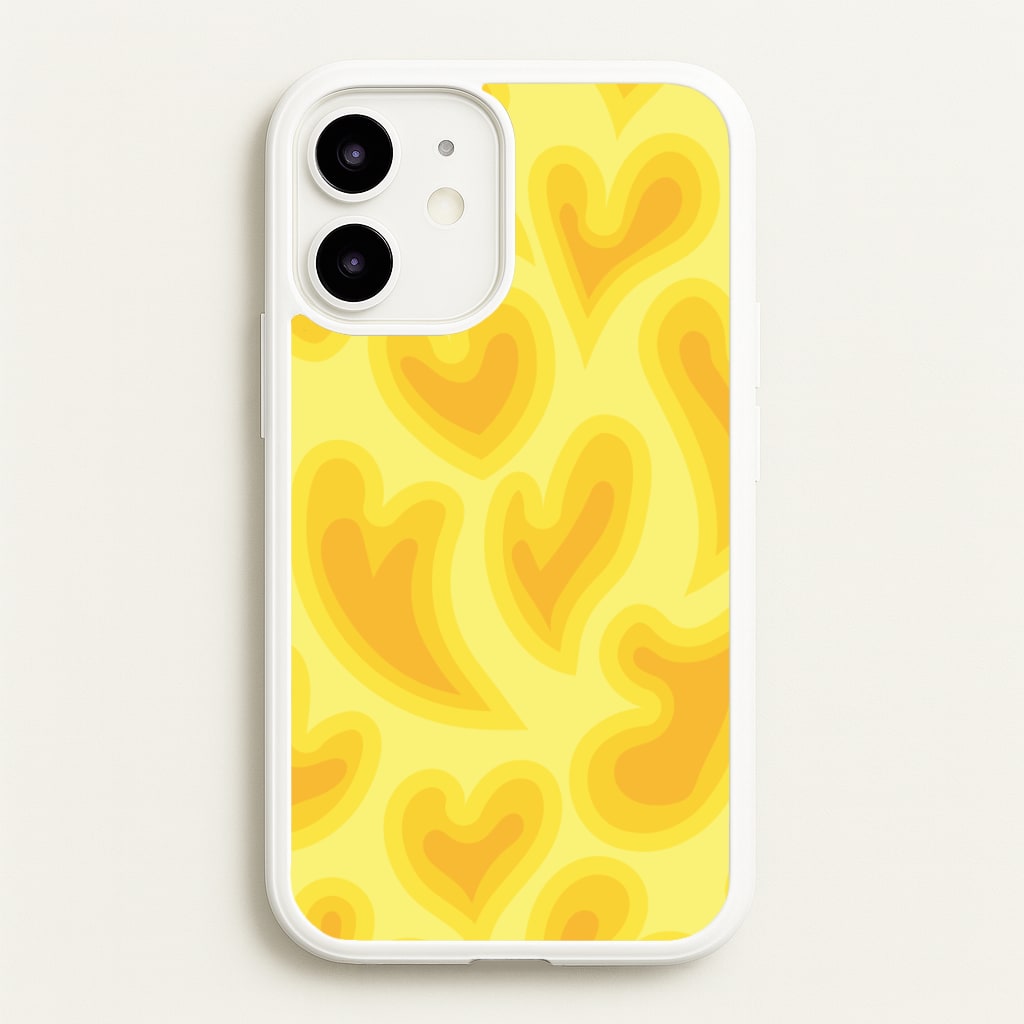 Trippy Summer Hearts Yellow Pattern - Summer Phone Case for iPhone 12 / 12 Pro