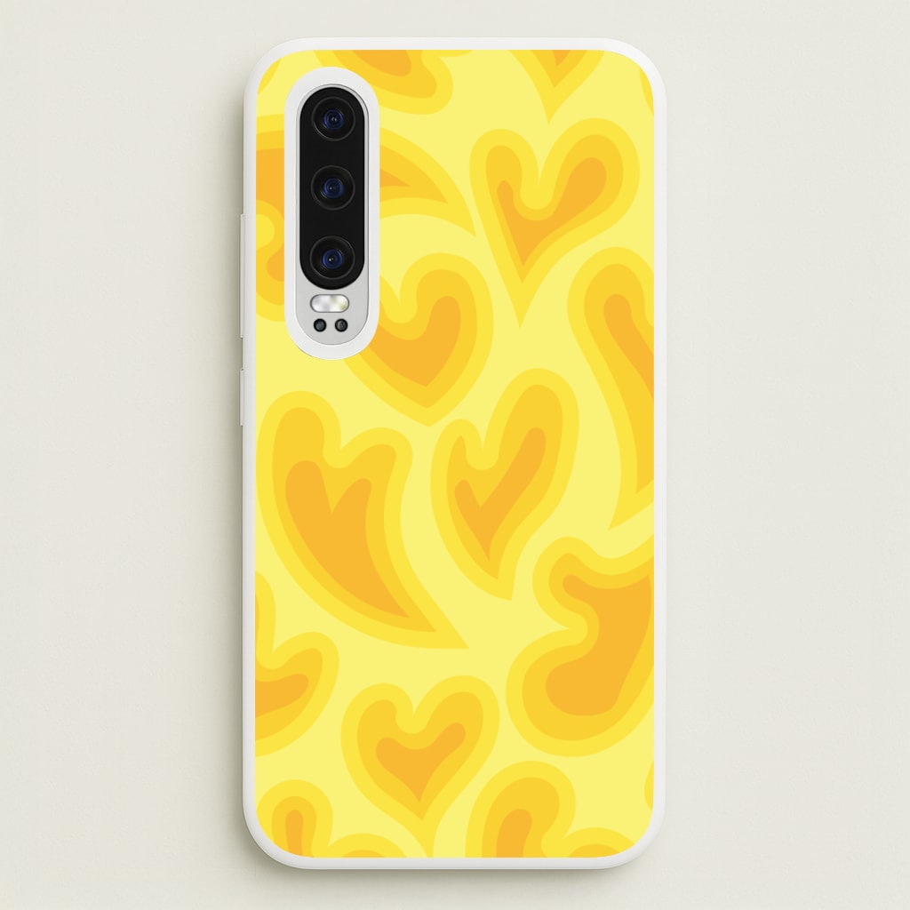 Trippy Summer Hearts Yellow Pattern - Summer Phone Case for Huawei P30
