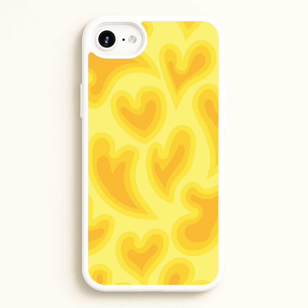 Trippy Summer Hearts Yellow Pattern - Summer Phone Case for iPhone 6 / 7 / 8 / SE