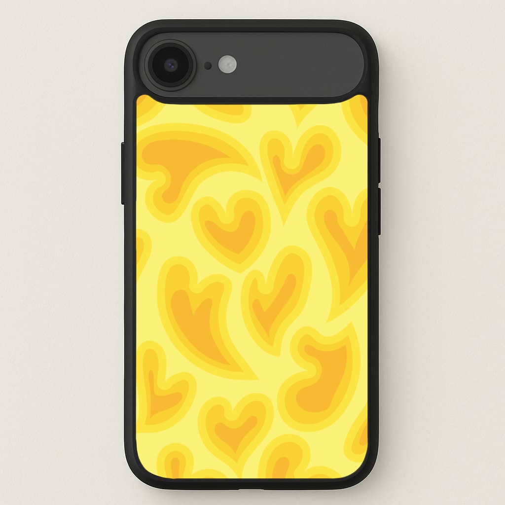 Trippy Summer Hearts Yellow Pattern Phone Case for iPhone 17 Air