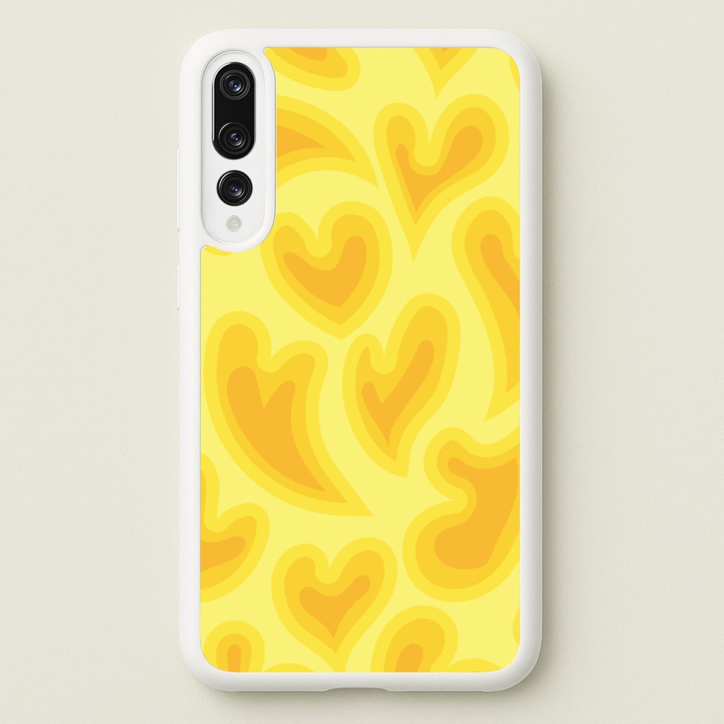 Trippy Summer Hearts Yellow Pattern - Summer Phone Case for Huawei P20 Pro