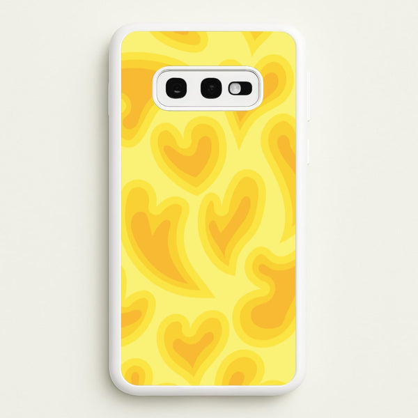 Trippy Summer Hearts Yellow Pattern - Summer Phone Case for Galaxy S10e