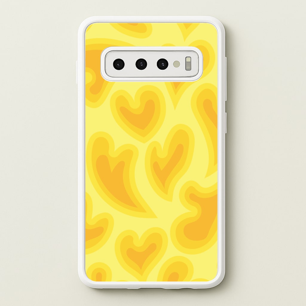 Trippy Summer Hearts Yellow Pattern - Summer Phone Case for Galaxy S10 Plus