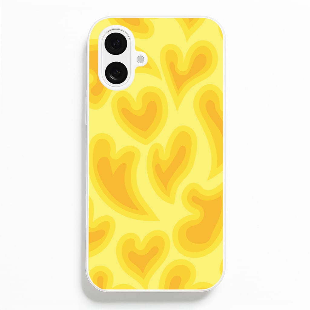 Trippy Summer Hearts Yellow Pattern - Summer Phone Case for iPhone 16 Plus