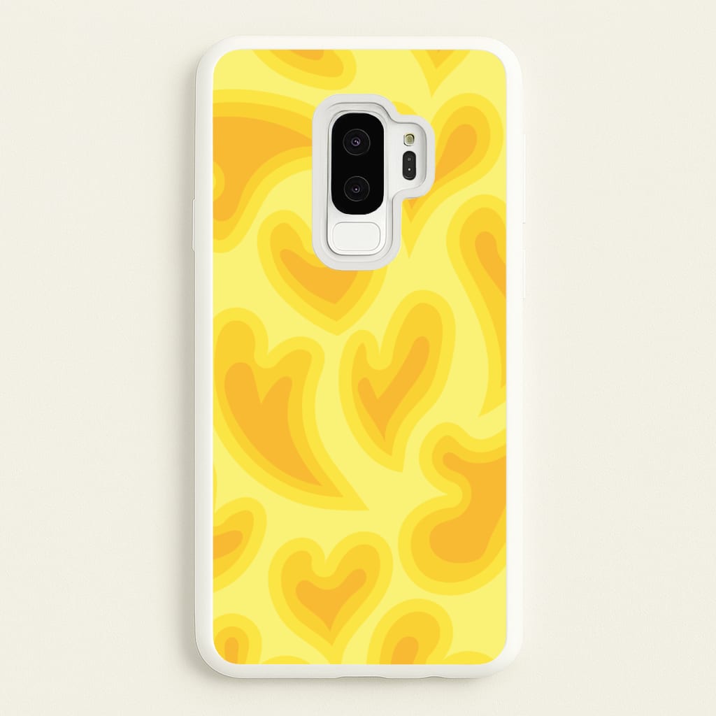 Trippy Summer Hearts Yellow Pattern - Summer Phone Case for Galaxy S9 Plus