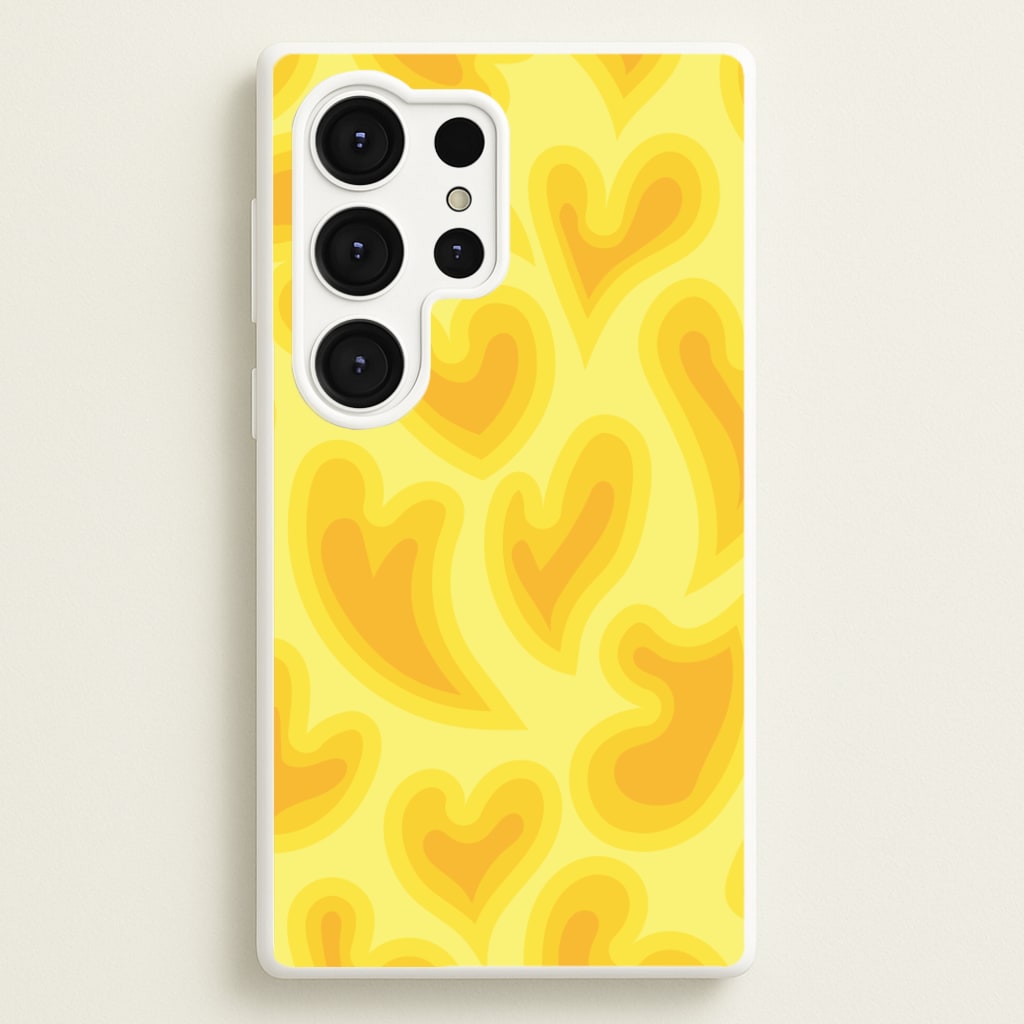 Trippy Summer Hearts Yellow Pattern - Summer Phone Case for Galaxy S25 Ultra
