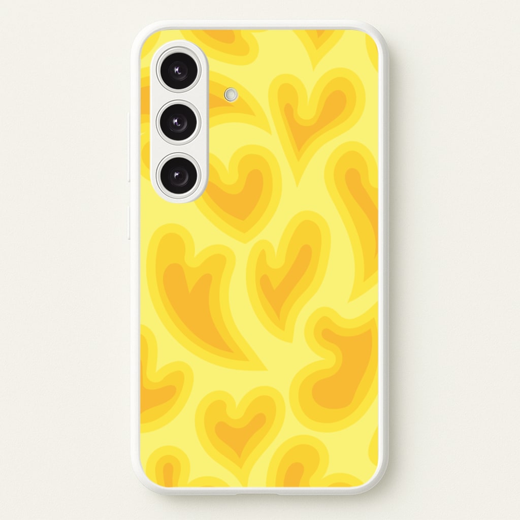 Trippy Summer Hearts Yellow Pattern - Summer Phone Case for Galaxy S24FE