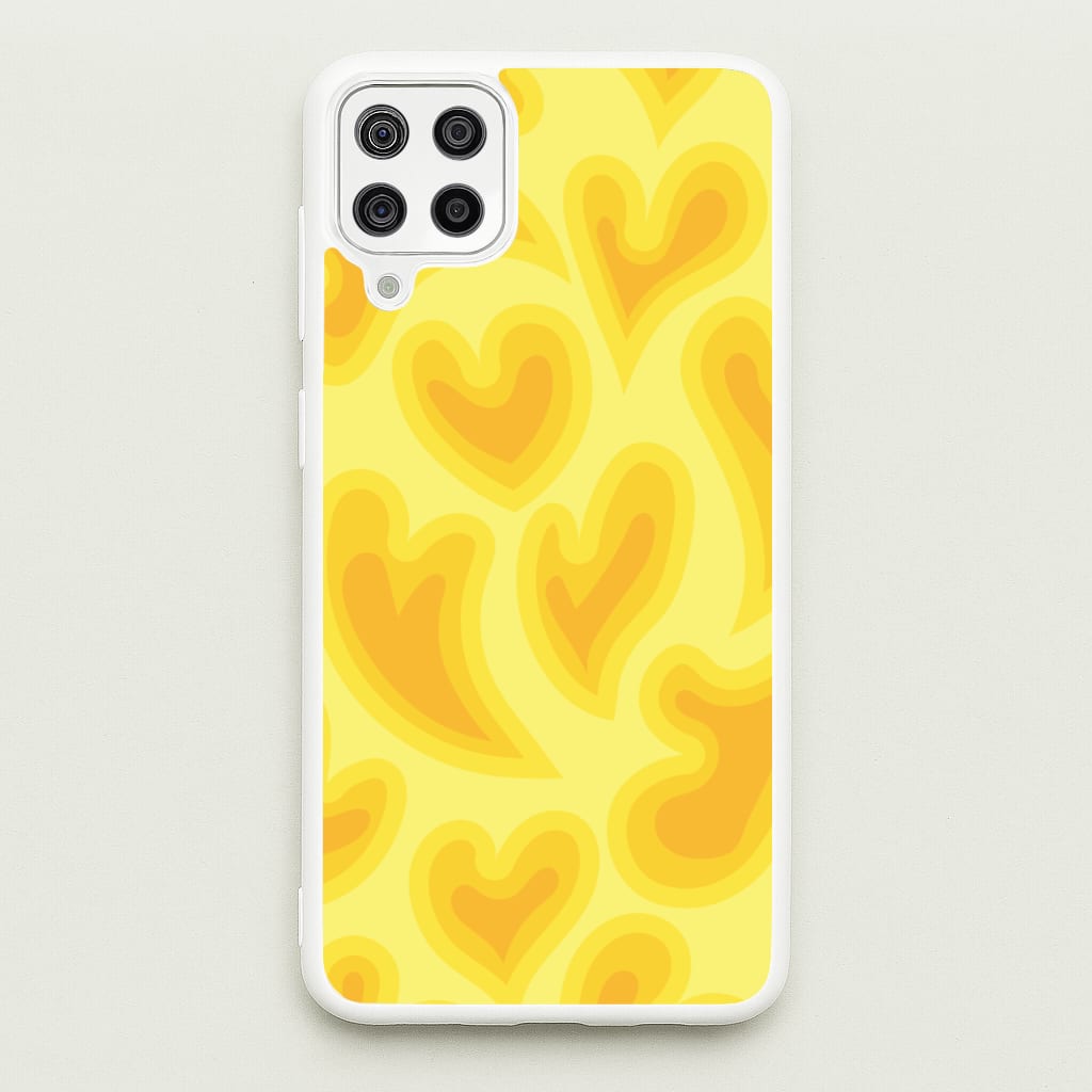 Trippy Summer Hearts Yellow Pattern - Summer Phone Case for Galaxy A12