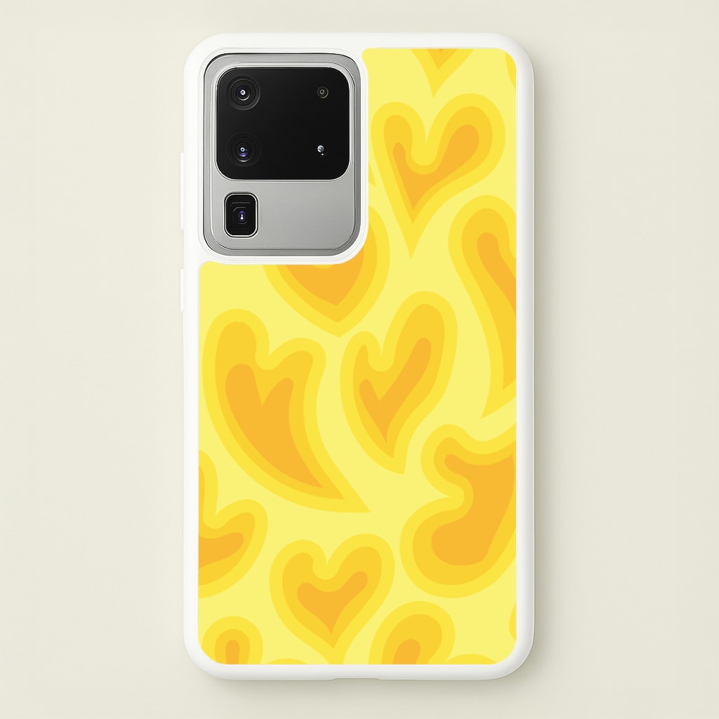 Trippy Summer Hearts Yellow Pattern - Summer Phone Case for Galaxy S20 Ultra