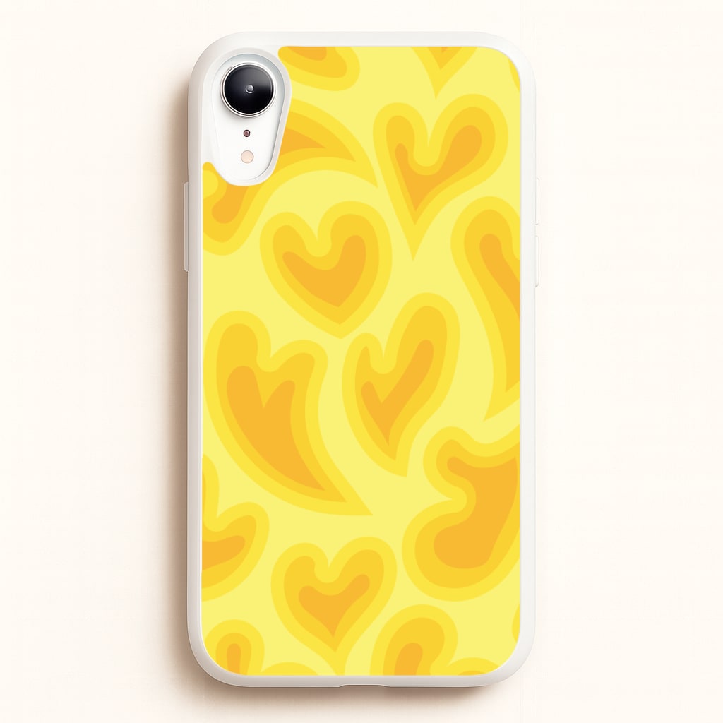 Trippy Summer Hearts Yellow Pattern - Summer Phone Case for iPhone XR