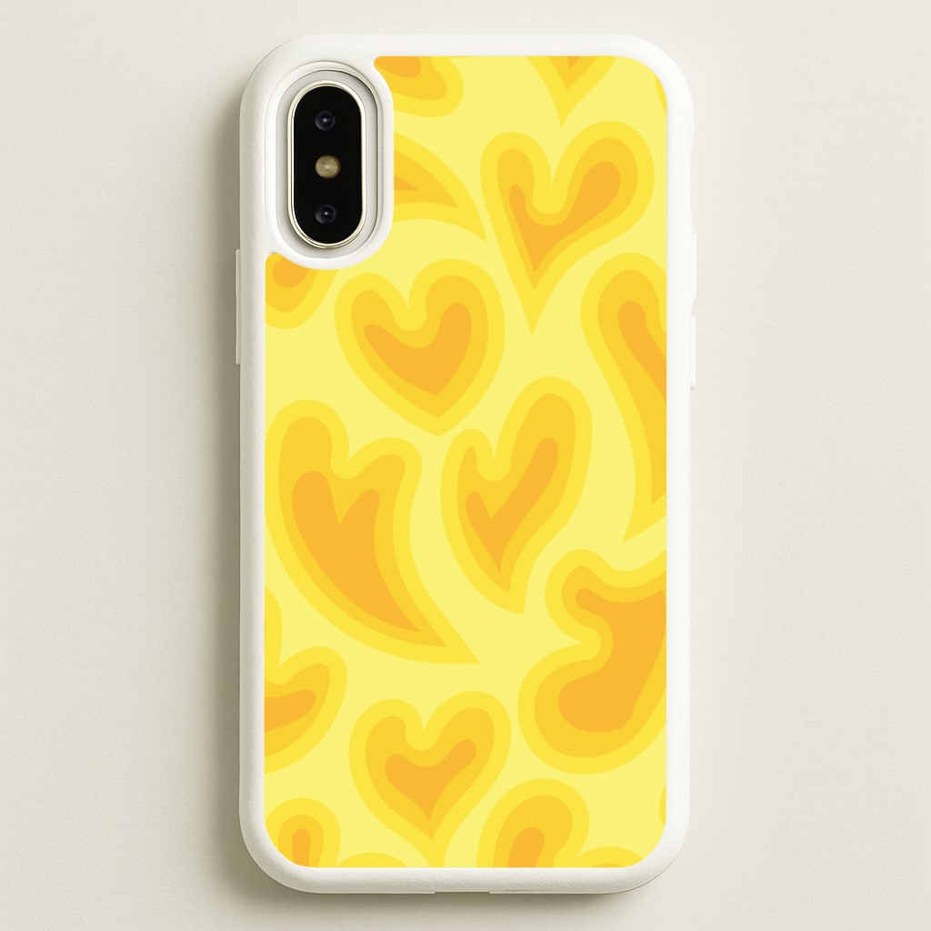 Trippy Summer Hearts Yellow Pattern - Summer Phone Case for iPhone X / XS