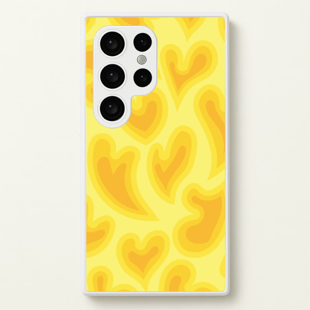 Trippy Summer Hearts Yellow Pattern - Summer Phone Case for Galaxy S24 Ultra