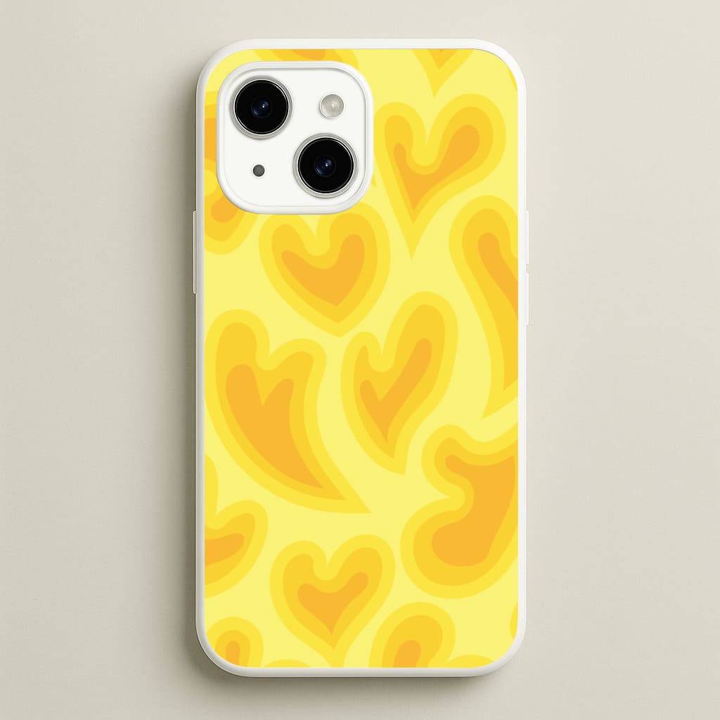 Trippy Summer Hearts Yellow Pattern - Summer Phone Case for iPhone 15