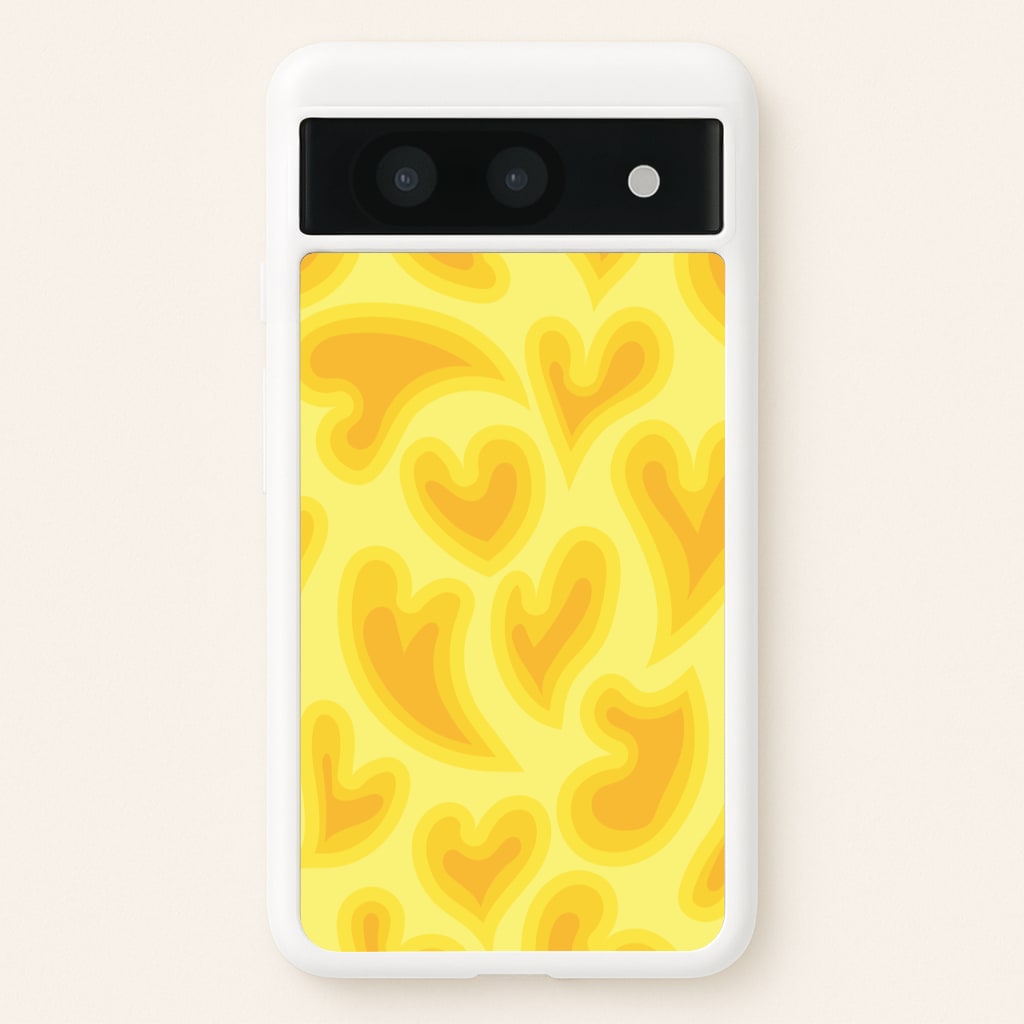 Trippy Summer Hearts Yellow Pattern - Summer Phone Case for Google Pixel 8a
