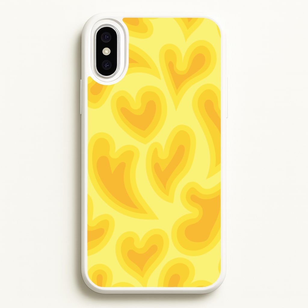 Trippy Summer Hearts Yellow Pattern - Summer Phone Case for iPhone XS Max