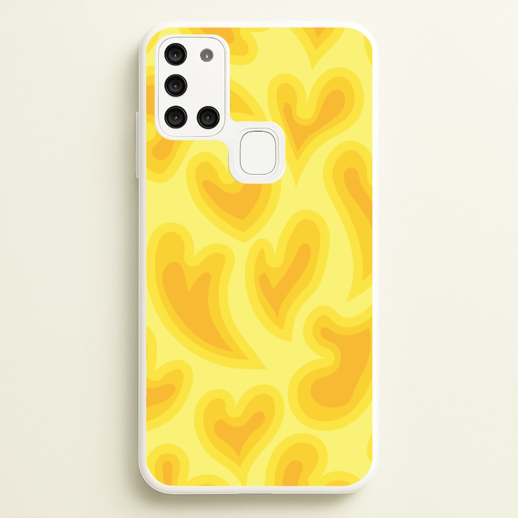 Trippy Summer Hearts Yellow Pattern - Summer Phone Case for Galaxy A21s