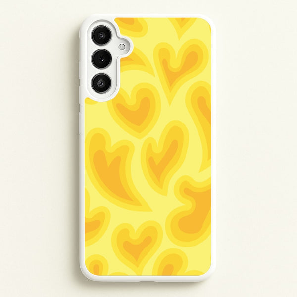 Trippy Summer Hearts Yellow Pattern - Summer Phone Case for Galaxy A34