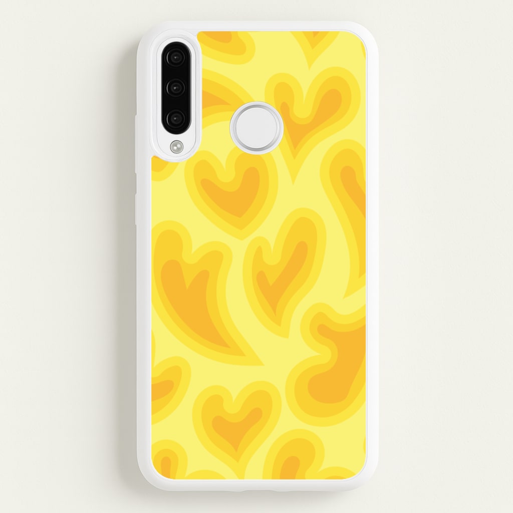 Trippy Summer Hearts Yellow Pattern - Summer Phone Case for Huawei P30 Lite