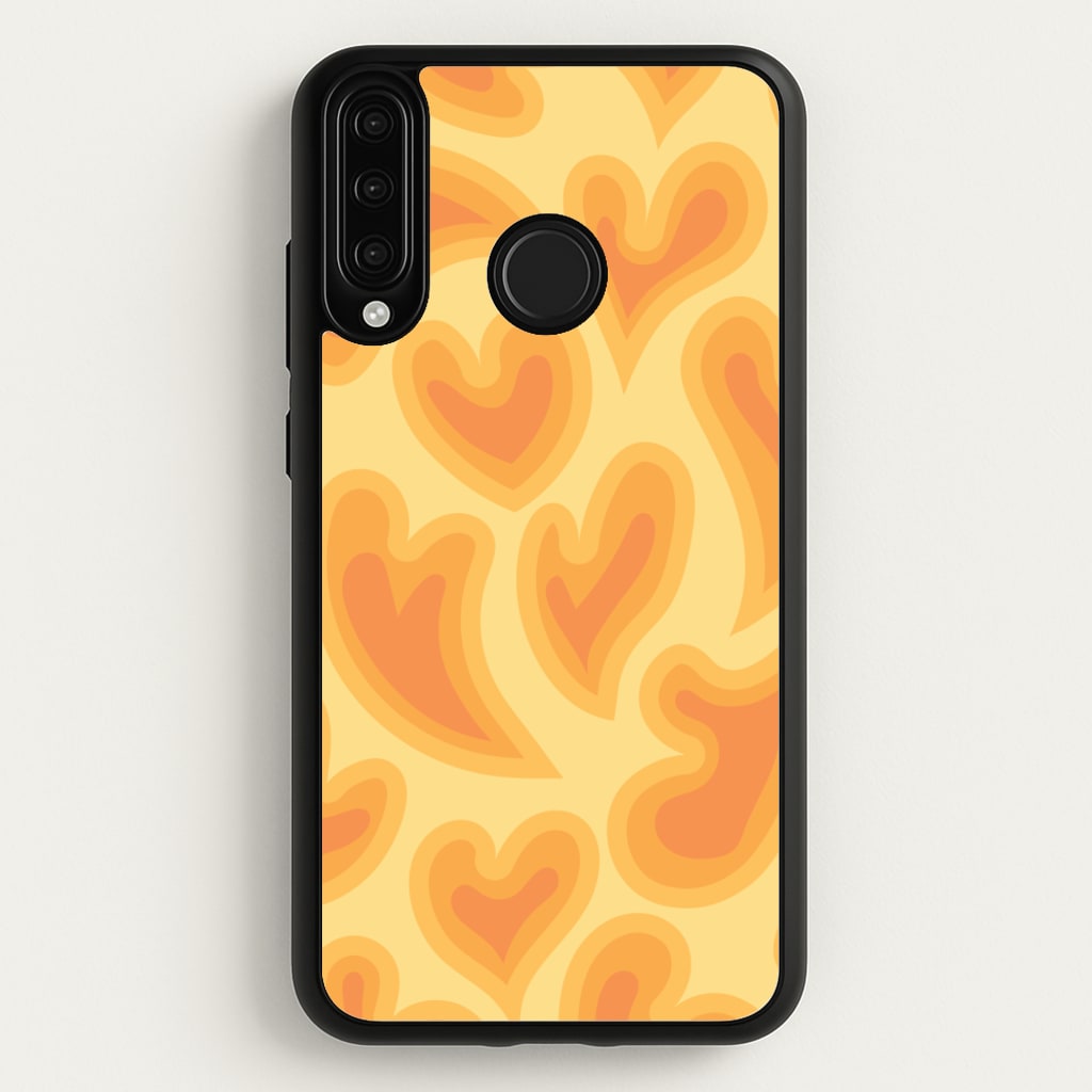 Trippy Summer Hearts Orange Pattern - Summer Phone Case for Huawei P30 Lite