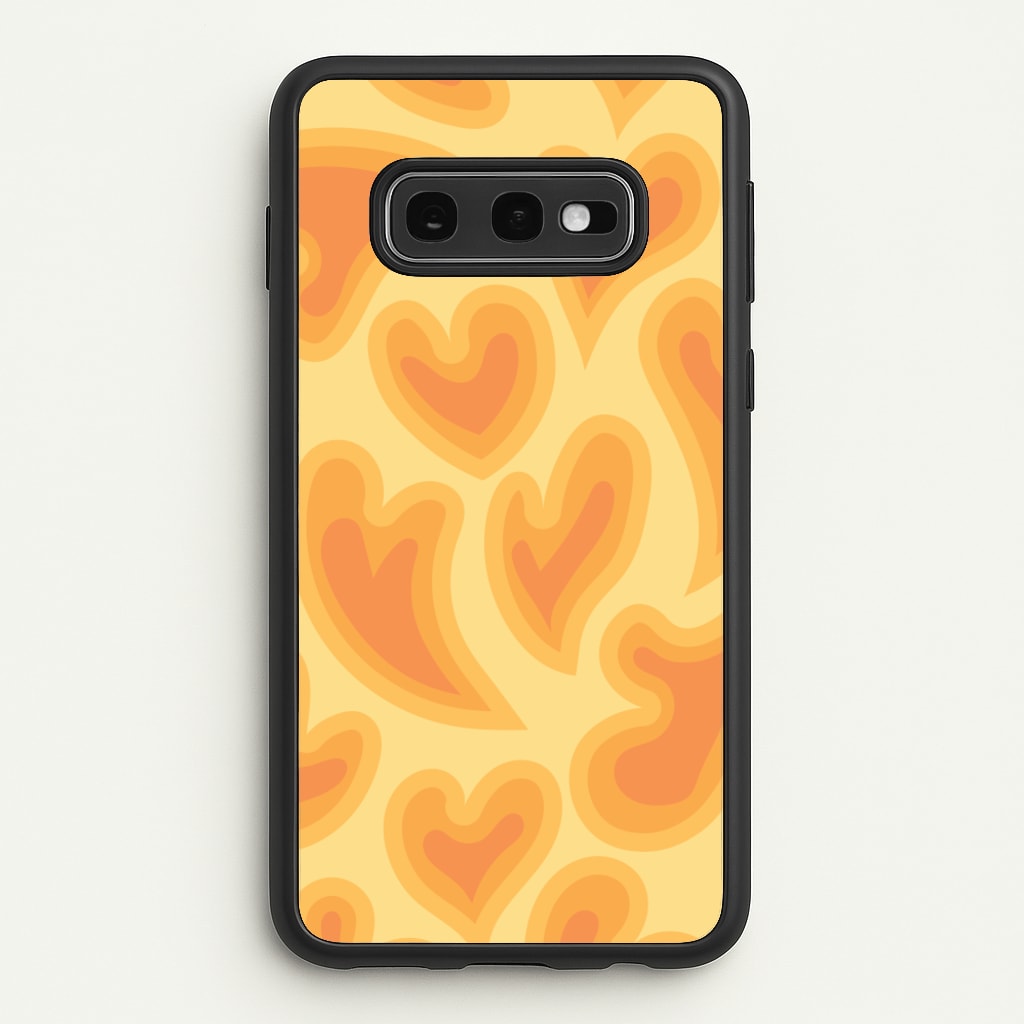 Trippy Summer Hearts Orange Pattern - Summer Phone Case for Galaxy S10e